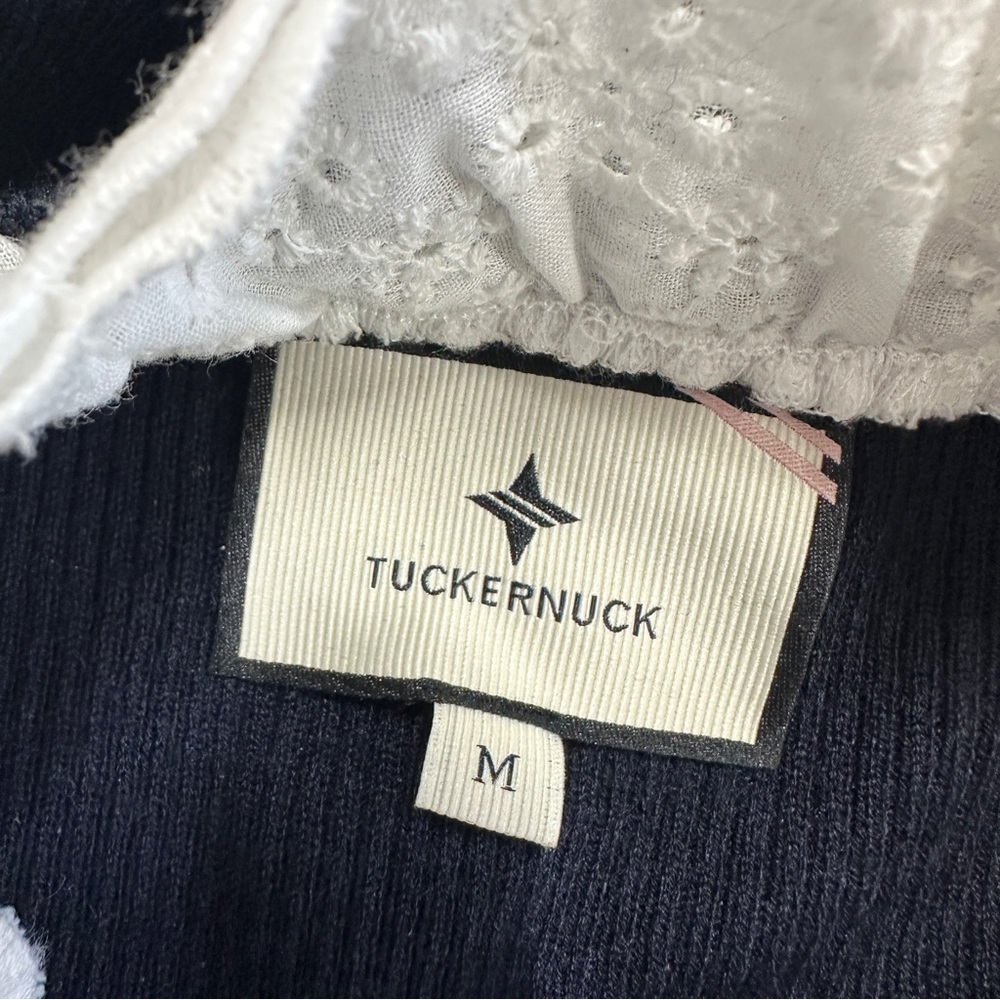 SOLD | Tuckernuck Women’s Wool Blend Navy Rosemary Eyelet Knit Top Sweater M - Picture 10 of 14